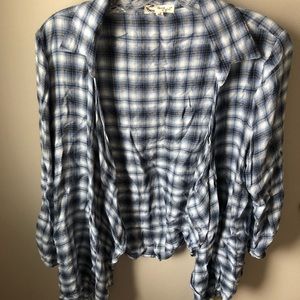 Plaid Flowy Cardigan 3/4 Length Sleeve
